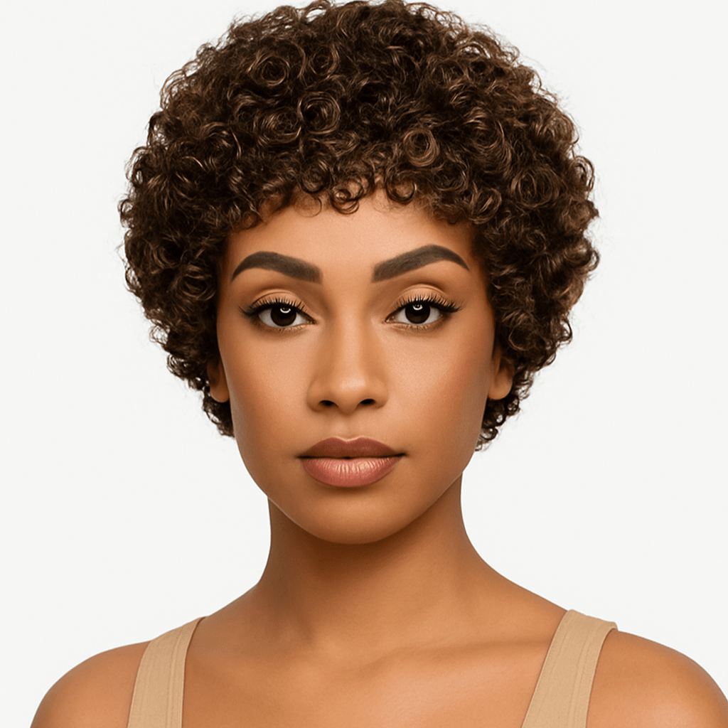 Caramel Swirl Curls Lace Front – 10" Highlighted Curly Bob - Crown'd Cuties