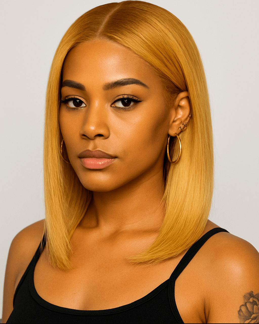 Golden Aura – 14" Straight Lace Front Bob Wig (Honey Blonde) - Crown'd Cuties
