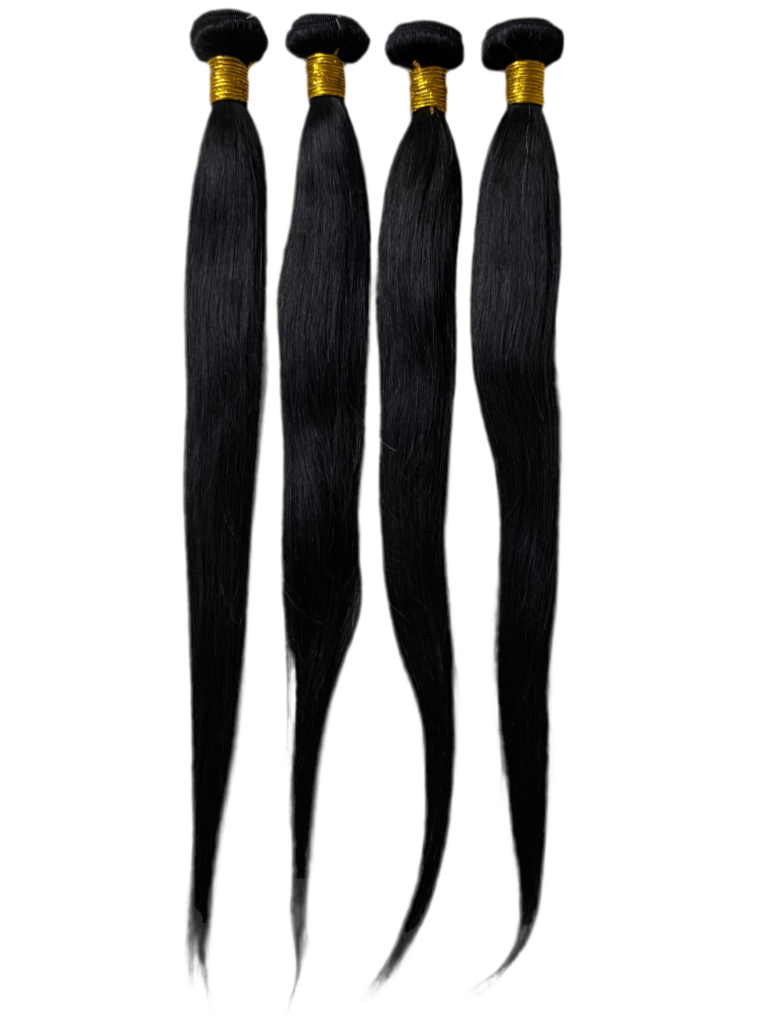 Silk Set – 4 - Pack of 24" Straight Human Hair Bundles (Natural Black) - Crown'd Cuties