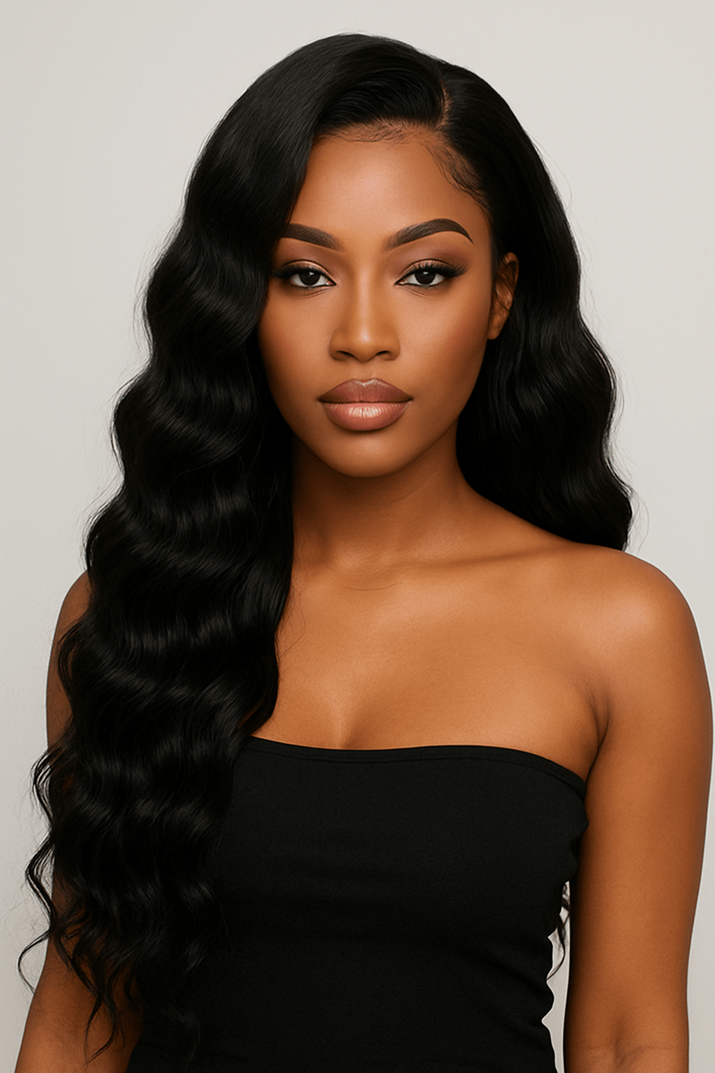Curl Reign – 28" Deep Wave Lace Front Wig (Natural Black) - Crown'd Cuties
