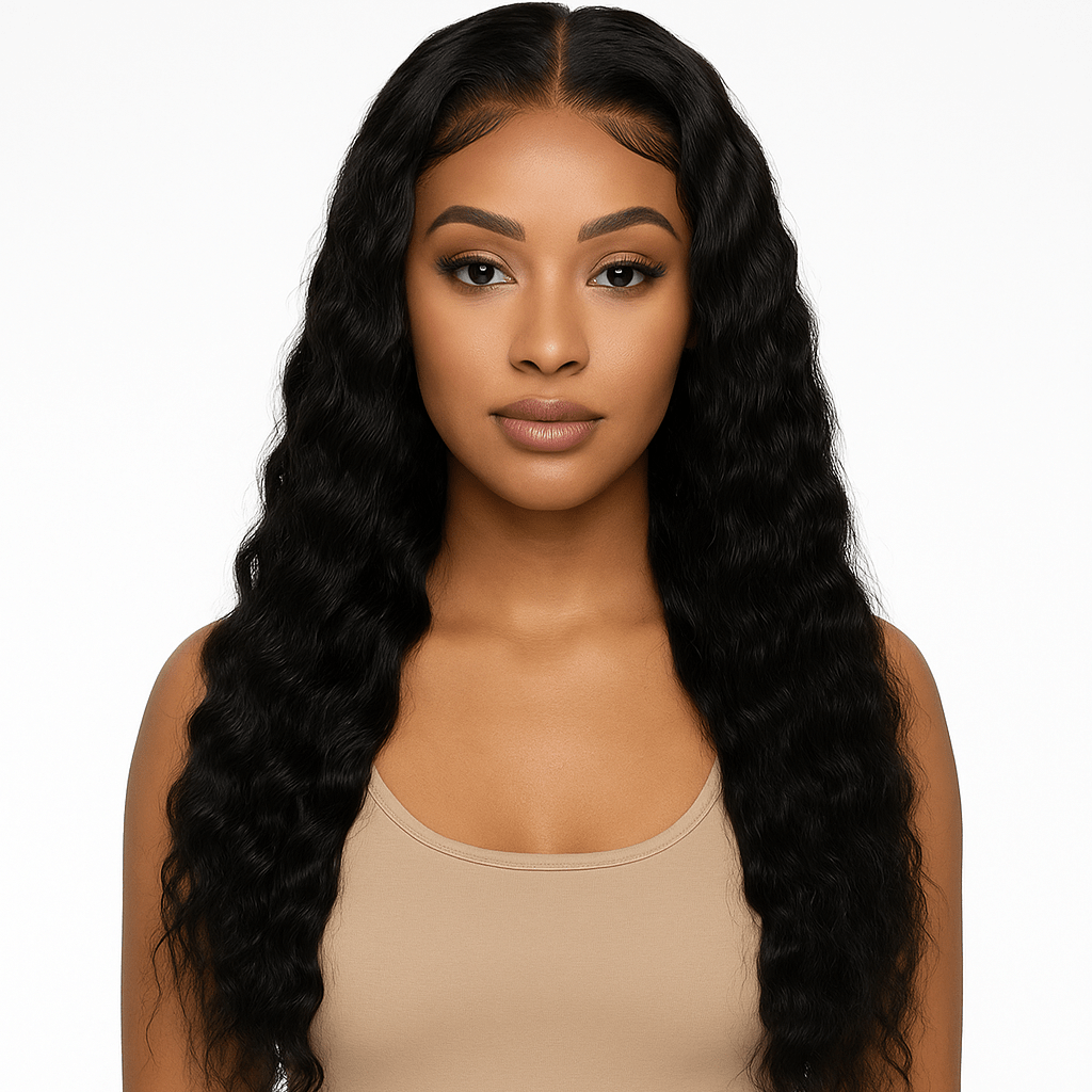 Deep Drip – 22" Loose Deep Wave Lace Front Wig (Natural Black) - Crown'd Cuties