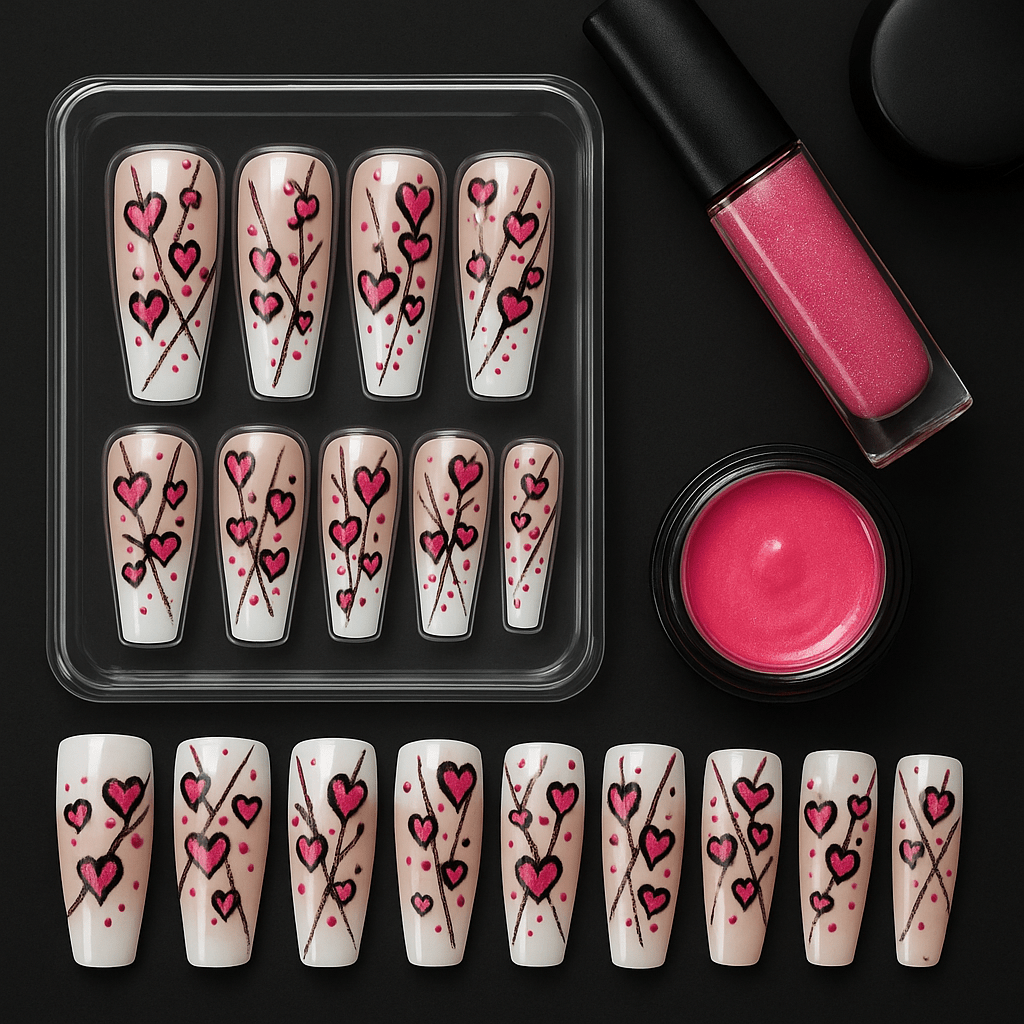 Love Savage Press - On Nails – Pink Heart Cheetah Print - Crown'd Cuties